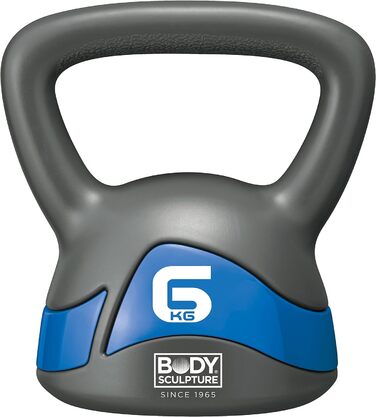 Гантель Kettlebell Body Sculpture BW117, 6 кг, сірий/блакитний