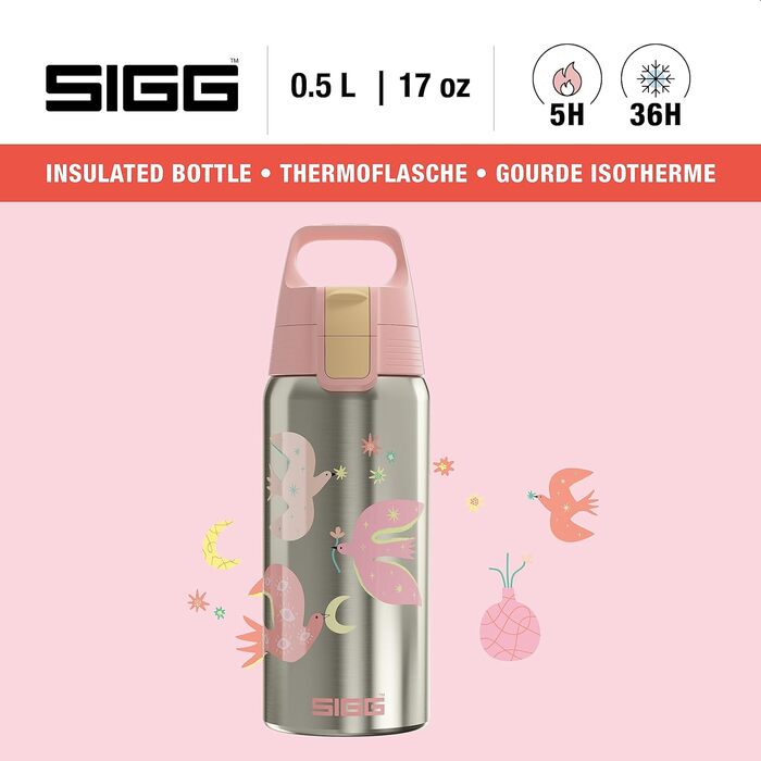 Термос-пляшка SIGG Shield ONE для дітей, ізольована, для газованих напоїв, герметична, легка, без BPA, 0,5 л, Fly Away
