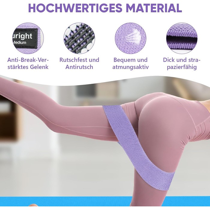 Фітнес-гумки Suright: стрічковий набір для силових тренувань, йоги та фітнесу (3 кольори)