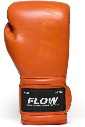 Боксерські рукавички Flow Challenge з натуральної шкіри для спарингу та тренувань, Муай Тай, кікбоксинг, ММА, бойові мистецтва, чоловічі та жіночі (Помаранчеві, 12 oz)
