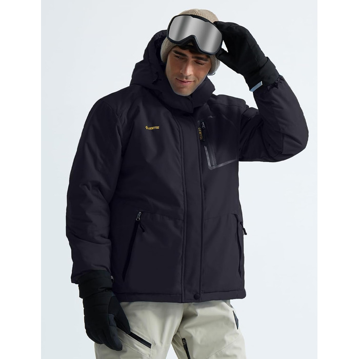 Чоловіча водонепроникна лижна куртка GEMYSE з флісовою підкладкою, чорна