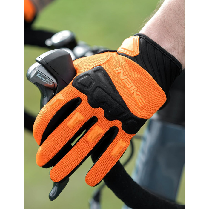 Рукавички INBIKE TB для офроуду: повний захист, підкладки з TPR, SCR-підкладка для гнучкості (Оранжевий, L)