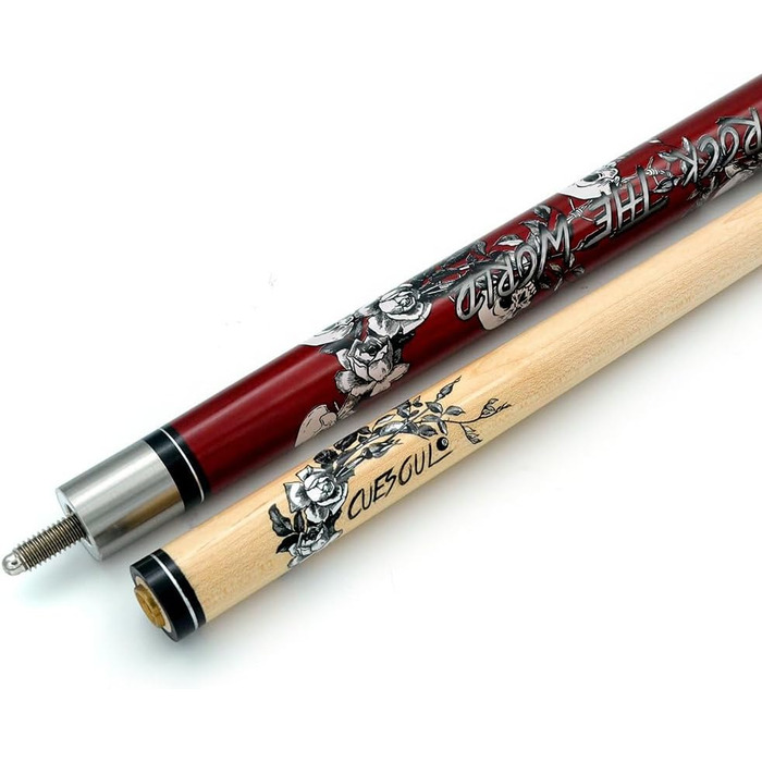 CUESOUL Біліардний кий 19/20/21oz з дерева клен, комплект Rock The World, червоний, 20oz