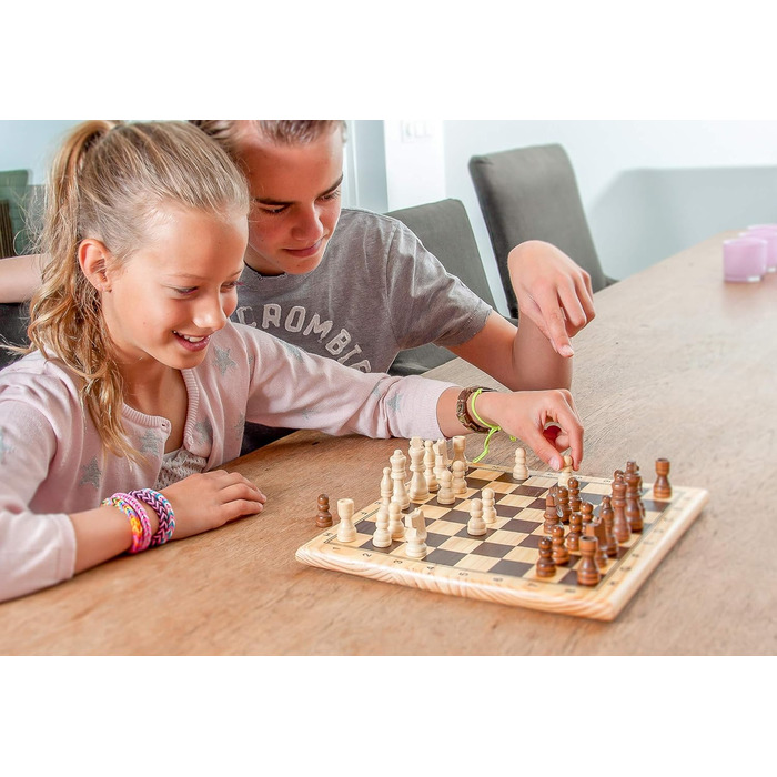 Шахи Engelhart з берези - Класична настільна гра для 2 гравців - 32 фігури, король 77 мм - для початківців, від 6 років