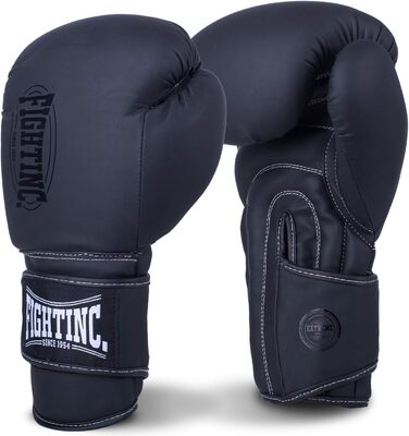 Боксерські рукавички Fightinc Muay Thai Shadow 16 унцій, чорні, для муай-тай, K1, MMA, матова шкіра