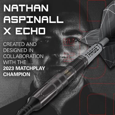 Дротики Target Darts Nathan Aspinall Echo 90% вольфраму, м'який наконечник, 18 г, професійний набір з Pixel Tip, Pro Grip та Pro Ultra No.2