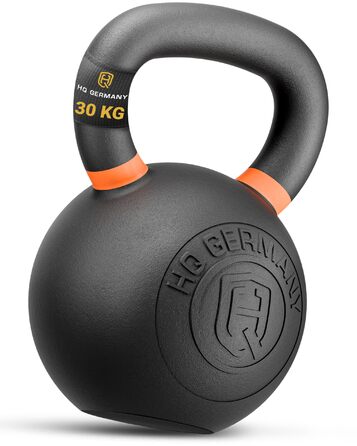 Кетлбел HQ Germany® з порошковим покриттям [2-32кг/Набори] - Набір чавунних кетлбелів преміум-якості з точністю ±2% - Кульова гиря, набір гир, кетл-бел, високоякісні кетлбели з порошковим покриттям (30кг)