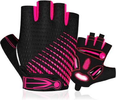 Велосипедні рукавички без пальців з гелевою підкладкою для жінок та чоловіків, дихаючі, антиковзні, для шосе, гірського велосипеда, тренувань, фітнесу, рожеві, розмір M