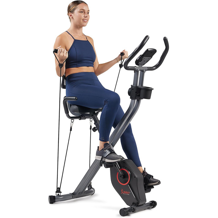 Складаний магнітний велотренажер Sunny Health & Fitness X-Bike Pro, 136 кг, 14 рівнів навантаження, ергономічна підтримка, сумісний з SunnyFit App