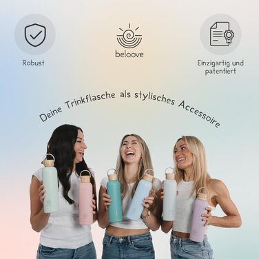 Термос-бутилка beloove з нержавіючої сталі, BPA Free, подвійні стінки, не протікає, підходить для газованої води, ударостійке порошкове покриття, 500/750 мл