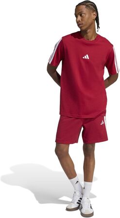 Чоловічі шорти Adidas Essential Three Stripes French Terry (XXL, Active Maroon/White) з трьох смужок