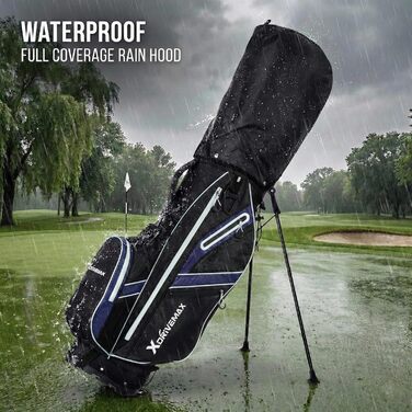 Легка сумка для гольфу Standbag з 8 відділеннями для чоловіків та жінок, преміум-якість, з дощовим чохлом та набором аксесуарів (Блакитна)
