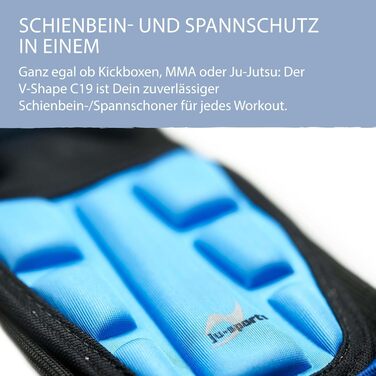 Захист гомілки Ju-Sports V-Shape C19 з бавовни, синій, S/M – щитки для єдиноборств, MMA, кікбоксингу, муай-тай, міцний шкіряний захист