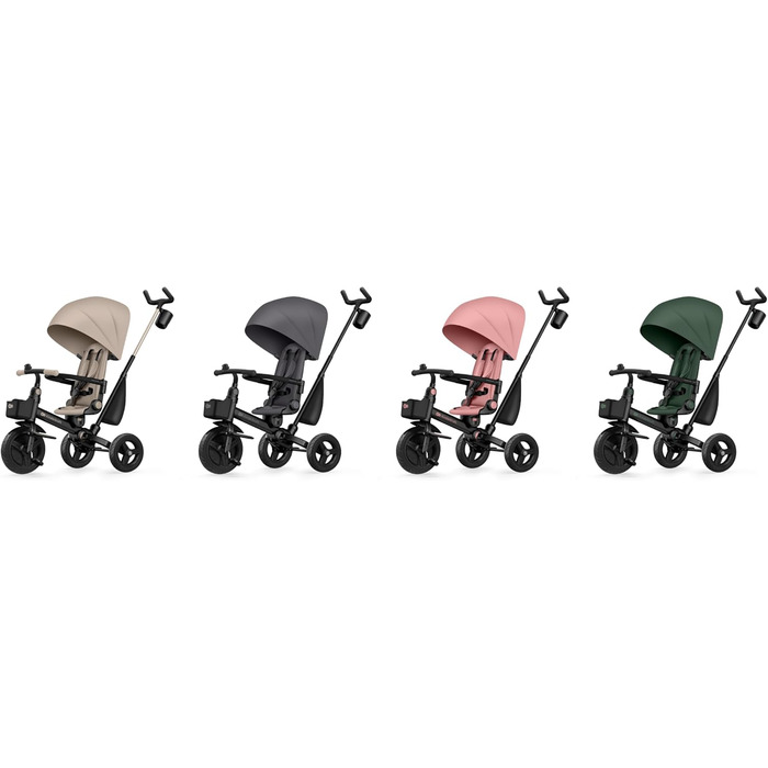 Триколісний велосипед Kinderkraft Aveo для дітей від 9 місяців до 25 кг, з батьківською ручкою, компактно складається, обертовий сидіння, розкладне сонцезахисне козирком, з тримачем для напоїв та кошиком, Рожевий