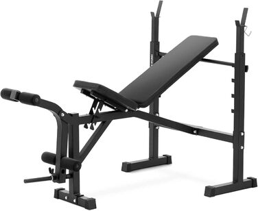 Мультифункціональна лава для жиму Gymrex GR-TB 52, регульована, до 100 кг, кут нахилу 152–180°, тренувальна штанга, похила лава