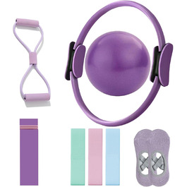 Набір для пілатесу: кільце Magic Circle, стрічки опору, м'яч, шкарпетки, Puller. Тренування вдома для жінок та початківців.
