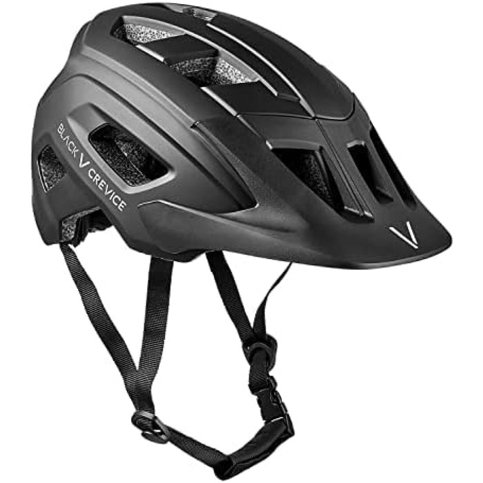 Велосипедний шолом Black Crevice MTB Enduro з LED підсвіткою, розмір S/M 54-58 см, чорний