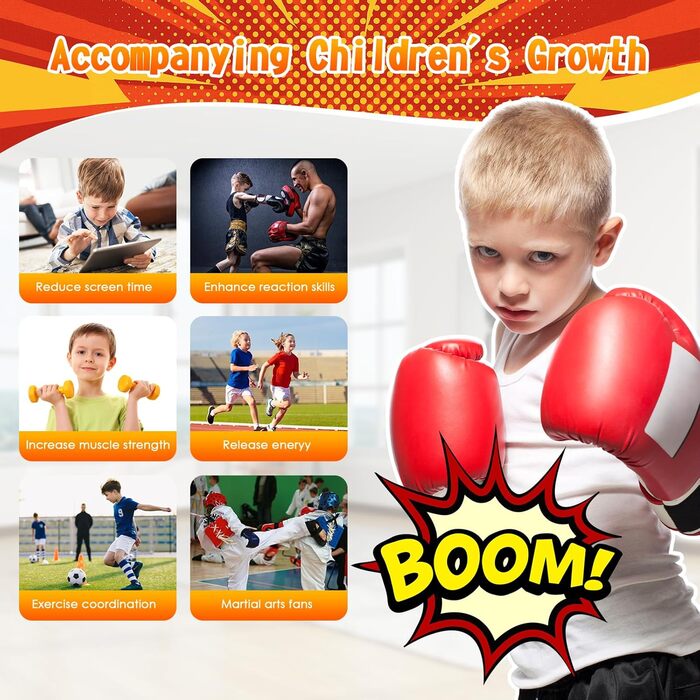 Груша боксерська дитяча Ninonly 160 см з рукавичками та насосом. Стійка груша для боксу в приміщенні, на вулиці, в спортзал для хлопчиків та дівчаток. Червоний колір.