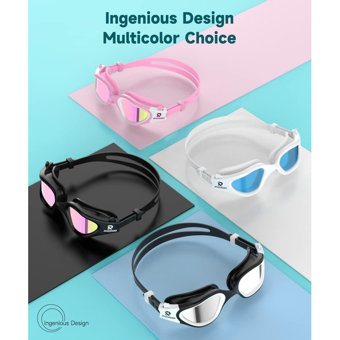 Окуляри для плавання Schwimmbrille, поляризовані, білі/срібні - для жінок та чоловіків, антифог, UV-захист