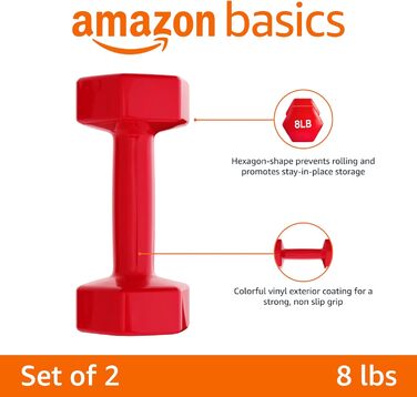 Гантелі Amazon Basics з вініловим покриттям, набір 2 шт по 3,6 кг