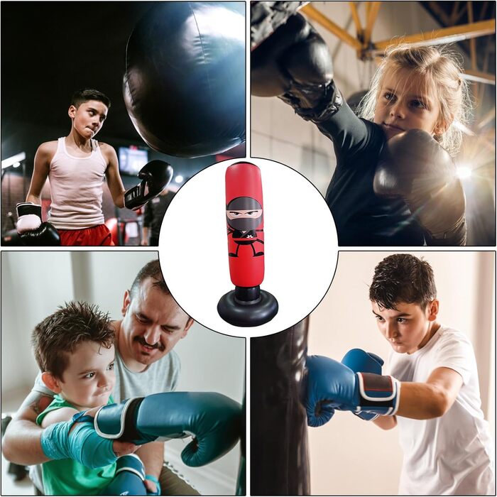 Боксерський мішок для дітей Karate 65 см зі стійкою для тренувань, червоний