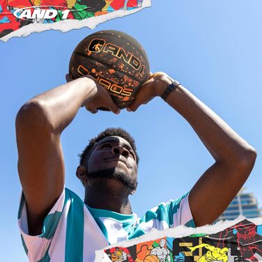 AND1 Chaos Basketball - офіційний розмір 7 (74,9 см), гума, Deep Channel Construction, Streetball, для гри в залі та на вулиці, Meteorit