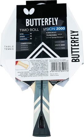 Настільний тенісний ракетка Butterfly Timo Boll Vision 2000, ITTF, для професіоналів, обгумування Wakaba, ручка Single