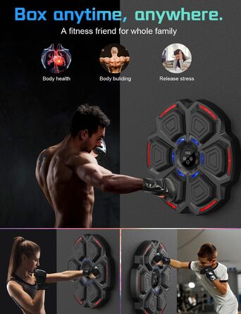 Музична боксерська машина з LED-підсвіткою та Bluetooth, 9 режимів швидкості, підрахунку ударів, рукавички в комплекті. Для дорослих та дітей