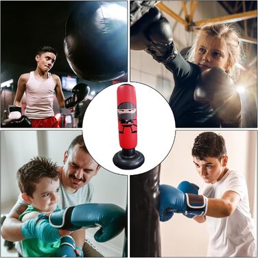 Боксерський мішок для дітей Karate 65 см зі стійкою для тренувань, червоний