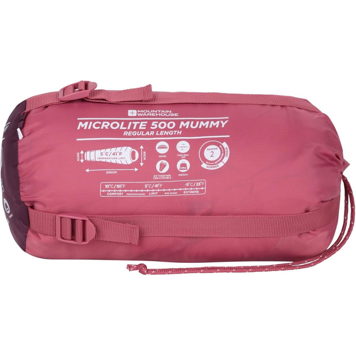 Спальний мішок Mountain Warehouse Microlite 500 Mummy для кемпінгу, трекінгу та подорожей (200 см, 2-3 сезони)