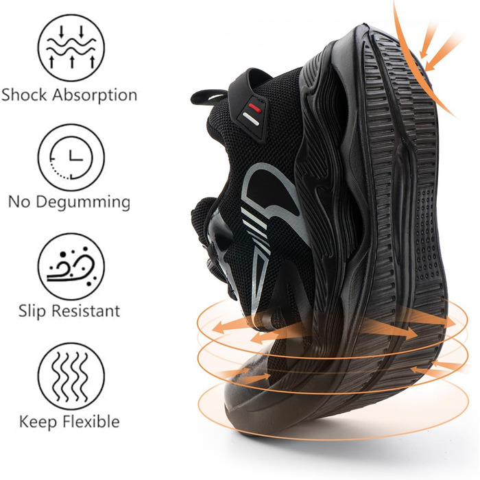 Чоловічі кросівки для бігу Hitmars: спортивні, дихаючі, з амортизацією, розмір 39-47 EU, чорний колір