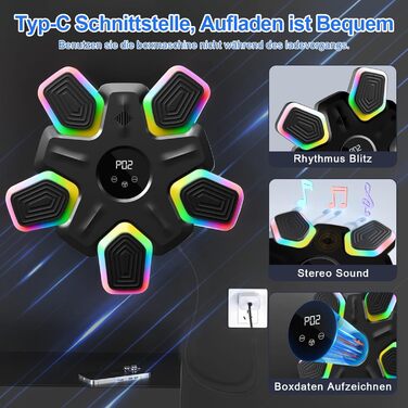 Музичний бокс-апарат настінний, смарт Bluetooth, багаторежимний, з LED-підсвіткою, USB-зарядка, рукавички, для дітей і дорослих, для дому