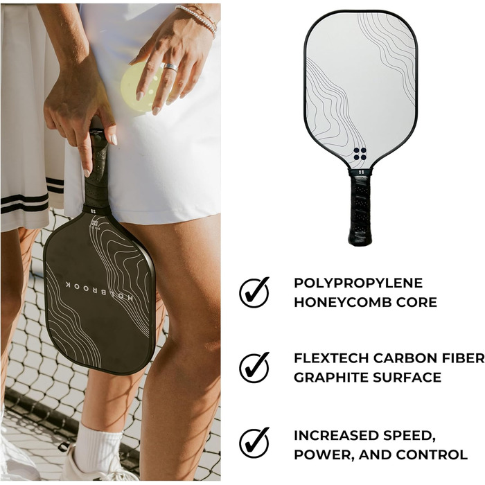 Пікбол ракетка Holbrook Performance: карбон, графітове покриття, Polypropylen, дизайн Day N' Night