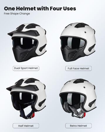 Мотошолом інтегральний IL Helmets 726X для чоловіків, ретро, з візором, ECE, білий, розмір M