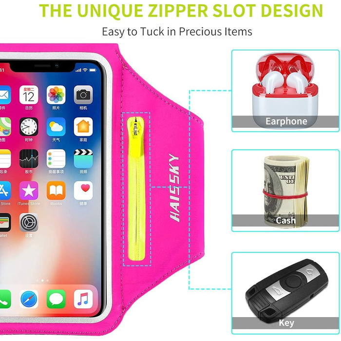 Спортивний браслет для телефону Guzack Universal: для iPhone, Samsung, Huawei, Xiaomi (до 6.9'), темно-синій/сливовий