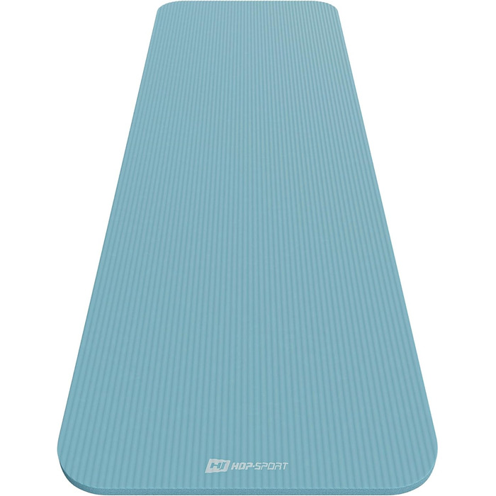 Гимнастичний килимок Hop-Sport 190x60x2 см, протиковзний фітнес-мат з NBR-піни Blue Mist, з ременем для перенесення