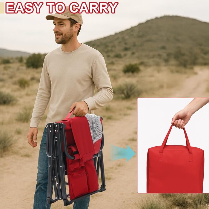 Кемпінговий стілець LEADZM складний з бічним столиком та відділенням для зберігання, вентильована спинка, 10 кг вантажопідйомність, 600D Oxford тканину, металевий каркас, 6x60x9 см, легкий та компактний для відпочинку на природі, риболовлі, фестивалів (2 