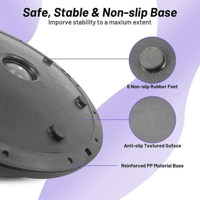 Йога-балансборд Ativafit 60см, до 300 кг, з помпою та експандером. Чорний фітнес-м'яч для балансу, йоги та силових тренувань