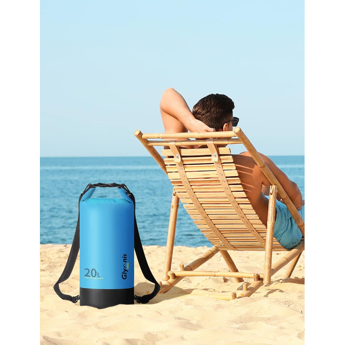 Водонепроникний мішок Glymnis Dry Bag 10L/20L: Сумка для водного спорту, пляжу, кемпінгу (Блакитний)