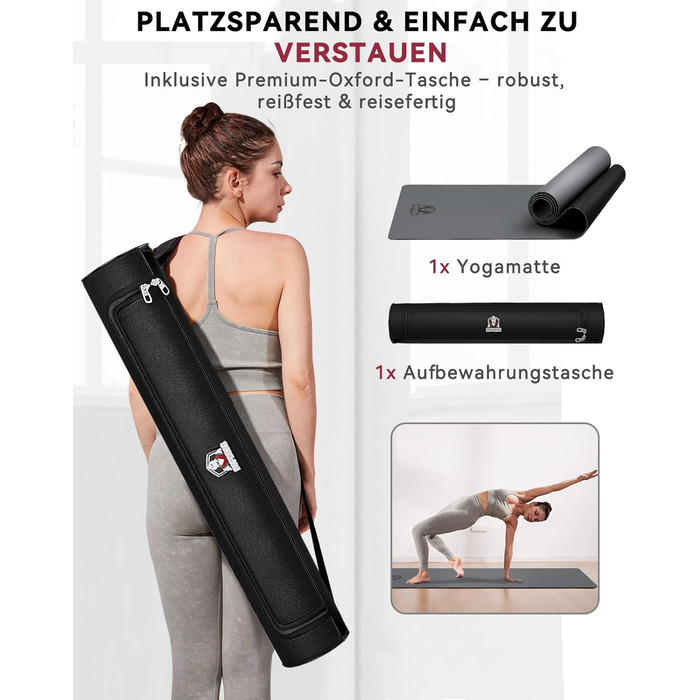 Йога мат HAPBEAR XXL 183x91x6 мм - велика, неслизька, з TPE, з гумовими стрічками та сумкою