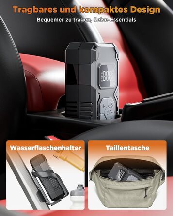 Електричний компресор для шин 150 PSI: насос для авто, велосипеда, мотоцикла, м'ячів (сірий)