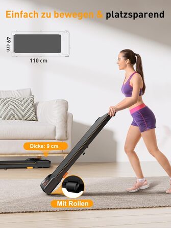 Walking Pad з нахилом 4% - компактний біговий тренажер для дому та офісу. Легкий, складаний, тихий, з LED-дисплеєм та пультом керування, потужність 2.5PS, чорний