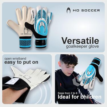 Воротарські рукавички HO Soccer Trainer Arena Blue, унісекс, дитячі, блакитно-чорні, розмір 6