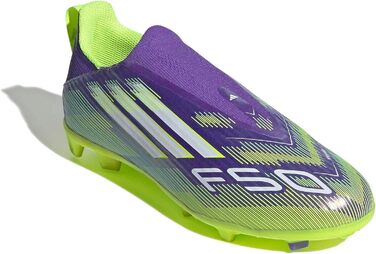 Дитячі футбольні бутси adidas F50 League Laceless для гри на твердих поверхнях, розмір 33.5 EU, фіолетовий, білий, лимонний