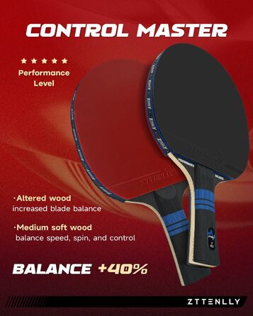 Набір ракетки для настільного тенісу, карбонова технологія, 7 шарів, для професіоналів, швидкість/контроль/баланс, гума 2 мм, чохол