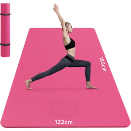 Йога-мат XXL HAPBEAR 183x122x6 мм, нековзкий, для фітнесу, пілатесу, тренувань, рожевий