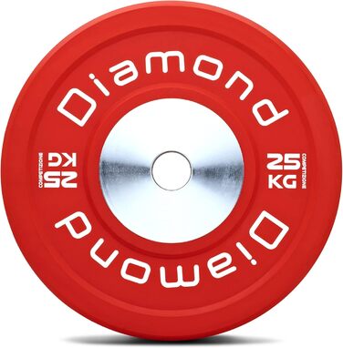 Пара змагальних дисків Pro Diamond 2 x 25 кг, 50 мм, червоні – для штанги та гантелей, тренажерний зал і домашній фітнес
