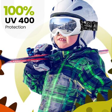 Дитяча лижна маска OutdoorMaster, сумісна з шоломом, для хлопчиків і дівчаток, 100% UV-захист, VLT 10.2%