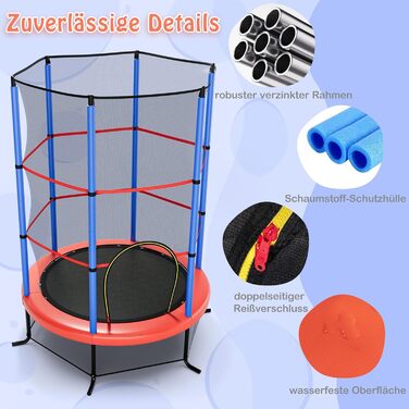 Трамплін GOPLUS для дому з сіткою безпеки, дахом, сталевою конструкцією, Ø165 см, до 135 кг, блакитний