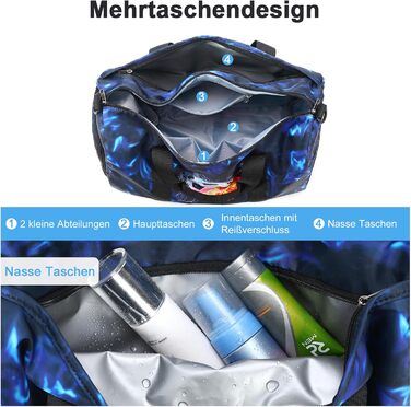 Спортивна сумка LEDAOU для дітей: для плавання, футболу, тренувань. З відділенням для взуття та мокрих речей. Синій колір.